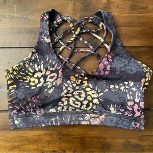 CVG Women's Multicolor Leopard Crisscross Small Sports Bra